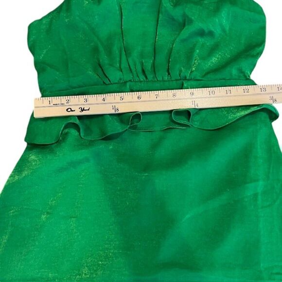 NWT Lulus Looking Luxe Green Satin Peplum Flounce Mini Dress Back Zip Size XS - Picture 11 of 13